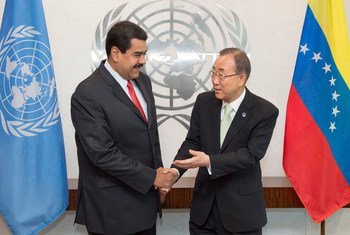 Nicolás Maduro y Ban Ki-moon durante la 70 Asamblea General de la ONU en septiembre. Foto de archivo: ONU/Eskinder Debebe
