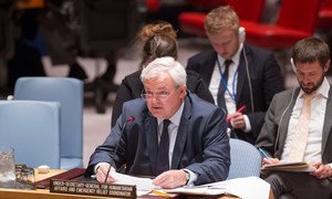 Under-Secretary-General for Humanitarian Affairs and Emergency Relief Coordinator Stephen O’Brien briefs the Security Council at its meeting on the situation in Syria.
