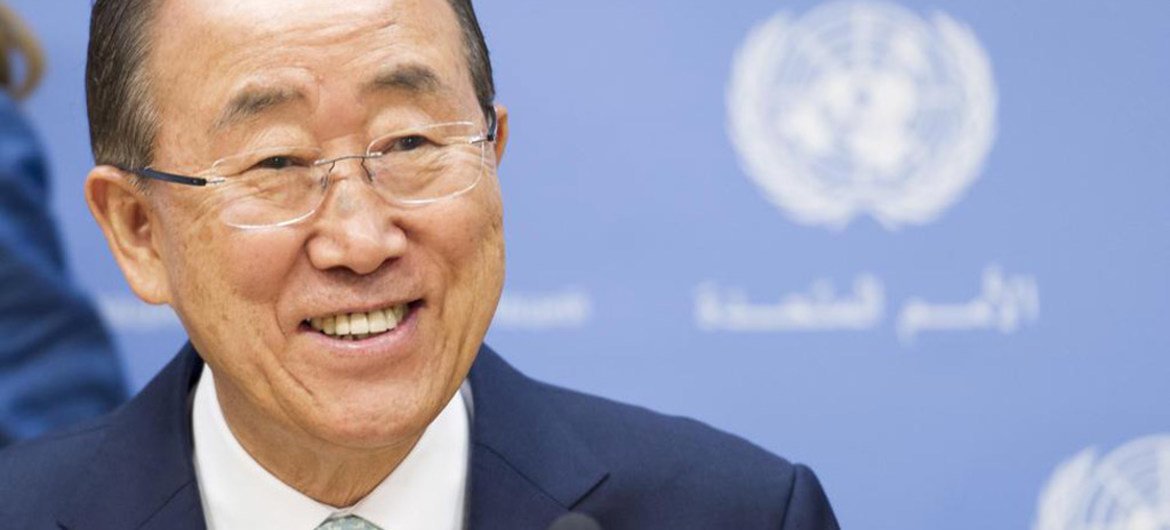 Secretary-General Ban Ki-moon addresses press conference in New York.