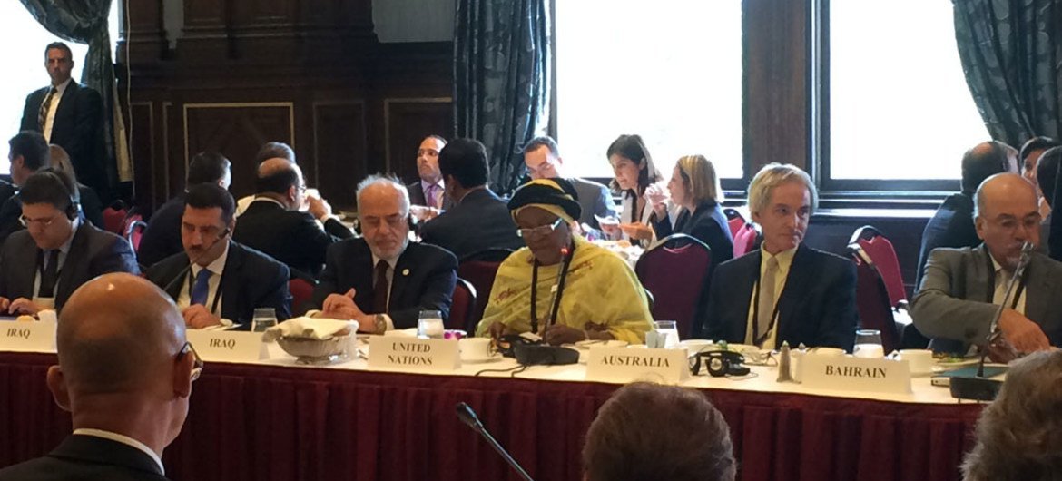 Zainab Hawa Bangura, Special Representative of the Secretary-General on Sexual Violence in Conflict, addresses the Global Coalition to Counter ISIL, in Quebec City, Canada.