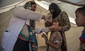 A polio immunization campaign being undertaken in Dahuk, Iraq in September 2014.