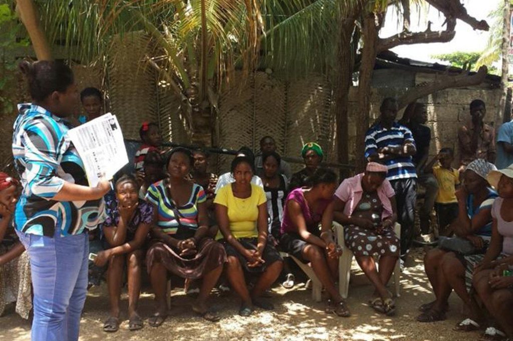 Awareness and civic education being carried out in Seprenne, Gonaïves, ahead of Haiti’s 9 August 2015 elections.