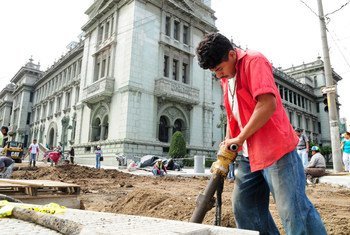 Public works project outside  the National Palace, Guatemala City, Guatemala.