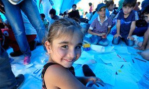 Lamar, 4, has travelled with her mother for just over 2 months from Syria to the Gevgelija border crossing, former Yugoslav Republic of Macedonia, heading to Germany to reunite with her father, who reached there 4 months ago.
