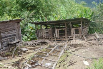 A destroyed farm building in Hakha, Chin State, Myanmar.