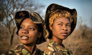 Members of the Black Mamba Anti-Poaching Unit, a South African and majority-women ranger group.