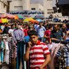 People in a market in the West Bank city of Ramallah.