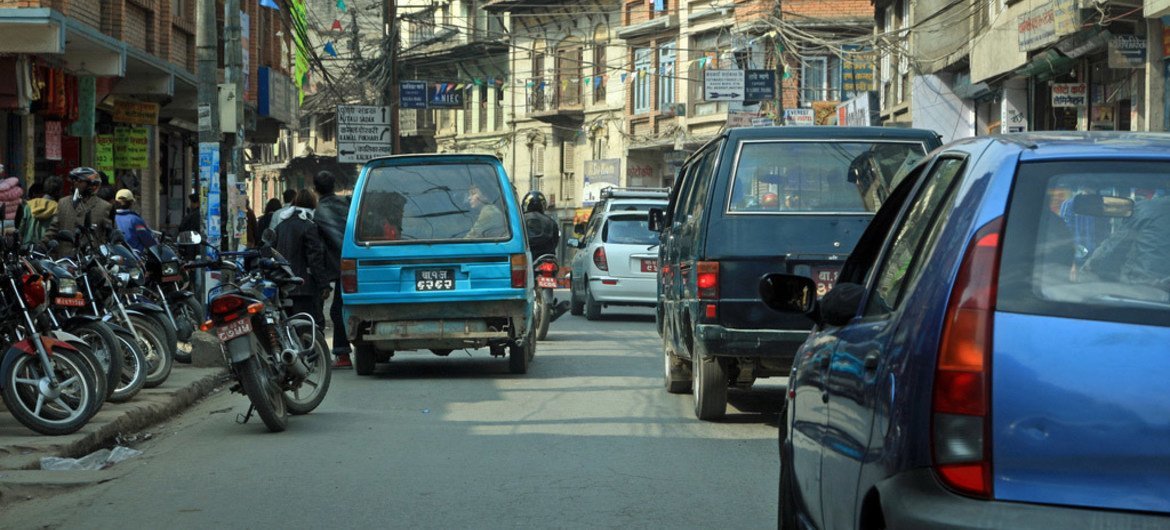 Traffic in Kathmandu, Nepal.