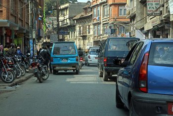 Traffic in Kathmandu, Nepal.