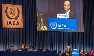 International Atomic Energy Agency (IAEA) Director General Yukiya Amano delivering opening statement to the IAEA’s 59th General Conference in Vienna, Austria.