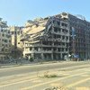 Heavily damaged buildings in Homs, Syria.