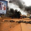 Protesters burn tires on the streets of Ouagadogou, Burkina Faso, following the government takeover by members of the presidential guard.