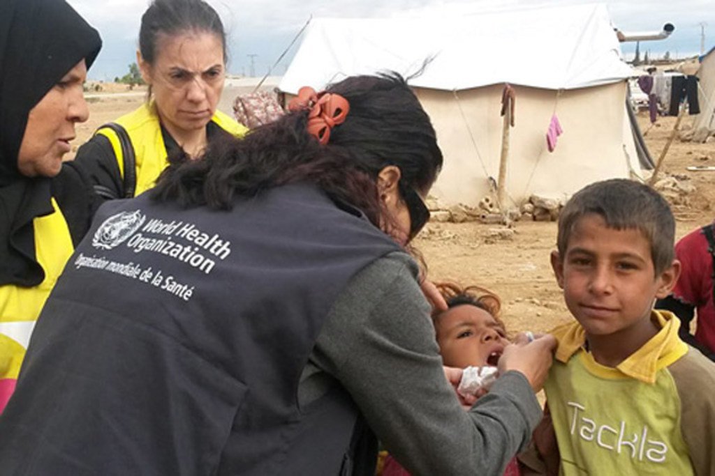 Déplacés syriens aidés par l'Organisation mondiale de la Santé (OMS).