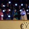 Education advocate Malala Yousafzai (third left) addresses the General Assembly during the opening day of the UN Sustainable Development Summit.