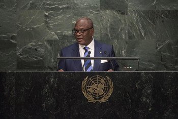 Le Président du Mali Ibrahim Boubacar Keita devant l'Assemblée générale. Photo ONU/Kim Haughton