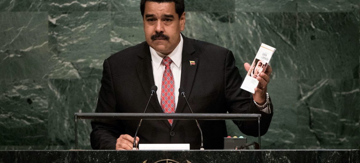 El presidente de Venezuela, Nicolás Maduro, se dirige a la Asamblea General de la ONU  Foto: ONU/Kim Haughton