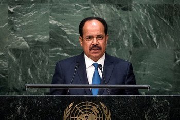 Le Ministre des affaires étrangères de la Mauritanie, Hamadi Ould Meimou devant l'Assemblée générale. Photo ONU/Cia Pak