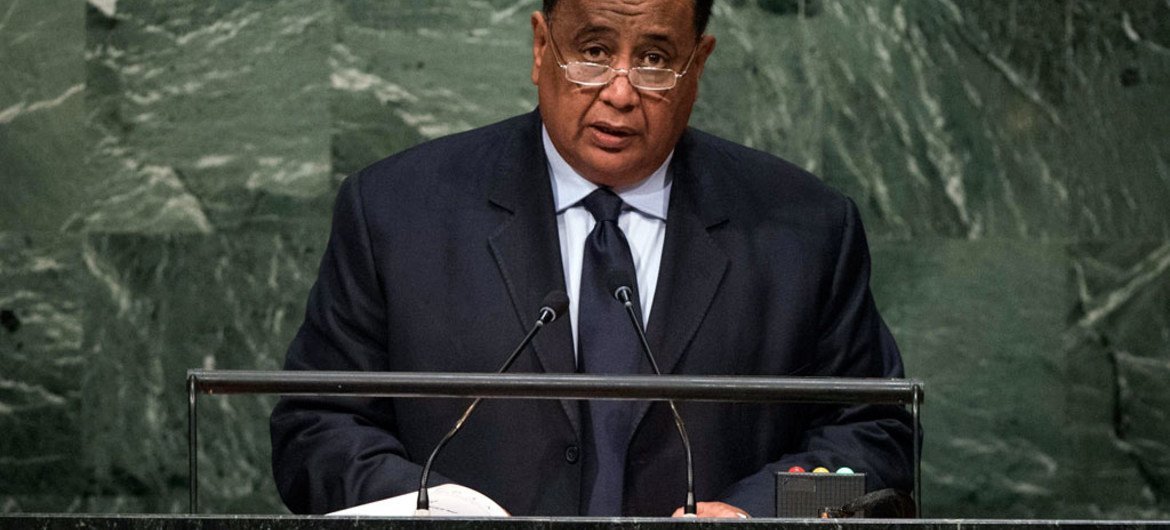 苏丹外长甘杜尔在联大一般性辩论中发言。联合国/Cia Pak