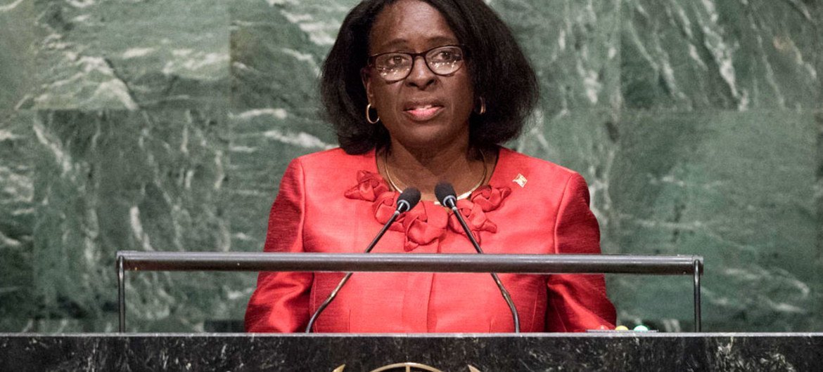 Foreign Minister Clarice Modeste-Curwen of Grenada addresses the general debate of the General Assembly’s seventieth session.