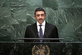 Foreign Minister Sheikh Abdullah bin Zayed Al Nahyan of the United Arab Emirates addresses the general debate of the General Assembly’s seventieth session.