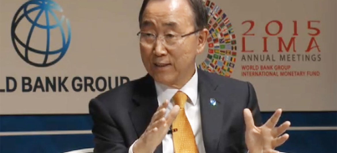 El Secretario General de la ONU participa en panel interactivo "Desde hoy al 2030". Captura de video de webcast del Banco Mundial.