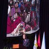 الأمين العام  يلقي كلمته أمام المؤتمر العالمي للشعوب المعني بتغير المناخ والدفاع عن الحياة، كوتشابامبا، بوليفيا. المصدر: الأمم المتحدة / إسكندر ديبيبى
