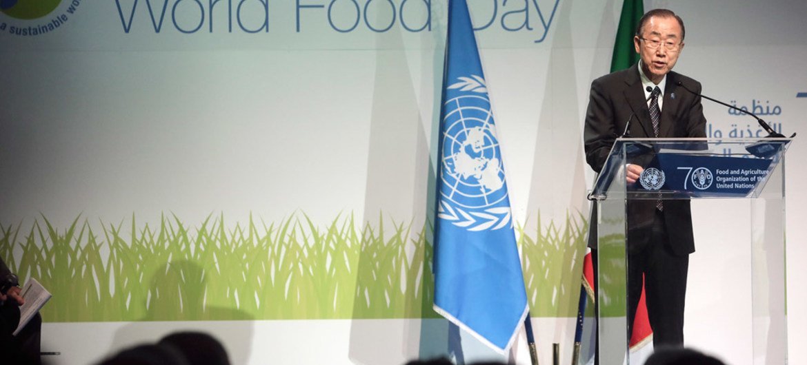El Secretario General, Ban Ki-moon, pronuncia un discurso en la Expo Milán 2015  Foto: FAO/Alessandra Benedetti