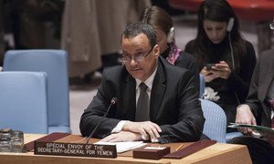 L’Envoyé spécial du Secrétaire général des Nations Unies pour le Yémen, Ismail Ould Cheikh Ahmed, au Conseil de sécurité de l'ONU. Photo : ONU/Kim Haughton