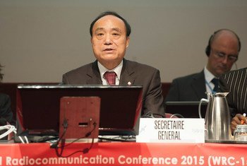 International Telecommunication Union (ITU) Secretary-General Houlin Zhao addresses the UN World Radiocommunication Conference 2015 in Geneva.