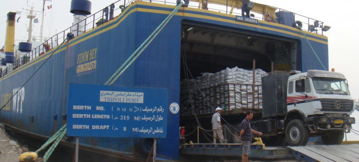 世界粮食计划署向利比亚提供粮食援助。 粮食署图片