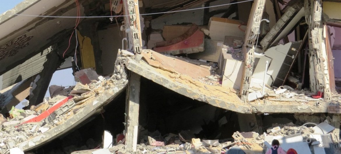 埃及北西奈省的拉法市的一座民宅废墟。区域综合信息网IRIN图片