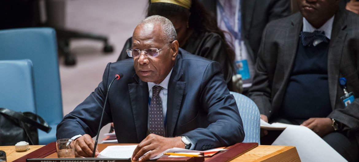 Special Representative and head of the UN Regional Office for Central Africa (UNOCA), Abdoulaye Bathily, addresses the Security Council meeting on the Central African region.