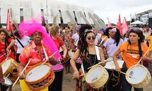 Daughters, mothers, grandmothers, midwives, ministers, academics, activists, domestic workers and a diverse range of women take part in the Black Women's March against Racism and Violence in Brasilia, Brazil (18 November 2015).