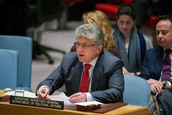 Miroslav Jenca, Sous-Secrétaire général de l'ONU aux affaires politiques, fait un compte-rendu au Conseil de sécurité sur la situation au Moyen-Orient. Photo ONU/Rick Bajornas