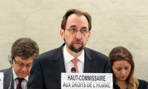 High Commissioner for Human Rights Zeid Ra’ad Al Hussein addresses a special session of the Human Rights Council in Geneva on Burundi.