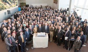 Secretary-General Ban Ki-moon and General Assembly President Mogens Lykketoft  joined delegates in celebration of the 70th anniversary of the first meeting of the Assembly.