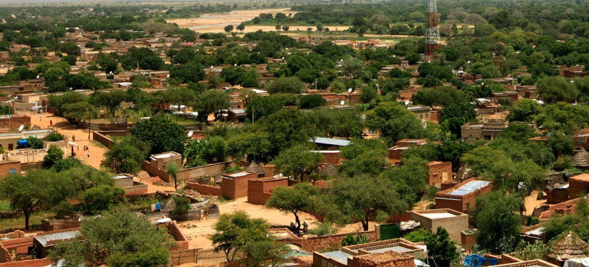 A landscape view of El Geneina town, the capital of West Darfur, Sudan.