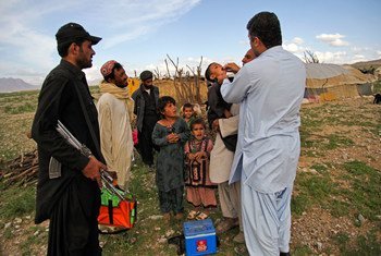 A polio team vaccinates children in the Aghbarg neighbourhood of Quetta, the capital of Baluchistan province, Pakistan.