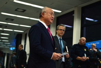 International Atomic Energy Agency (IAEA) Director General Yukiya Amano briefs the press following release of his report on 16 January 2016, confirming that Iran has completed necessary preparatory steps to start the implementation of a plan of action aiming to resolve the nuclear issue.