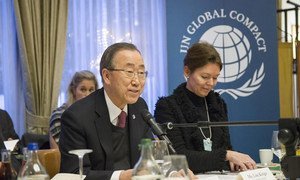 Secretary-General Ban Ki-moon participates in a Global Compact event on UN-Business Collaboration in Davos, Switzerland.