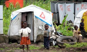 Des enfants dans un centre pour personnes déplacées à Goma, au Nord  Kivu, en République démocratique du Congo (RDC).