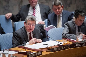 Embajador de Uruguay, Elbio Oscar Rossellly en el Consejo de Seguridad. Foto: ONU/Rick Bajornas