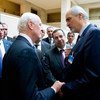 联合国叙利亚问题特使德米斯图拉与叙利亚常驻联合国代表贾法里会晤