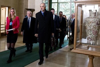 Delegation from the Syrian Government arrives for the UN-mediated intra-Syrian talks in Geneva.