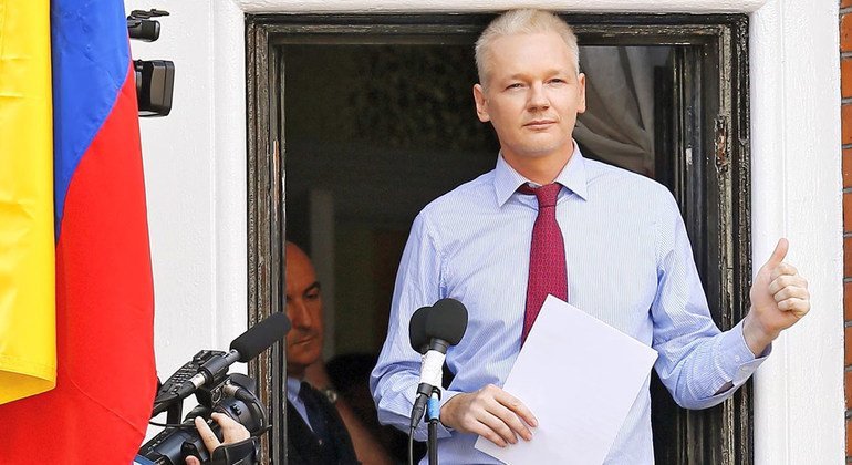 El fundador de WikiLeaks, Julian Assange, estuvo asilado siete años en la embajada de Ecuador en Londres. Foto: captura de video Alto Comisionado para los Derechos Humanos