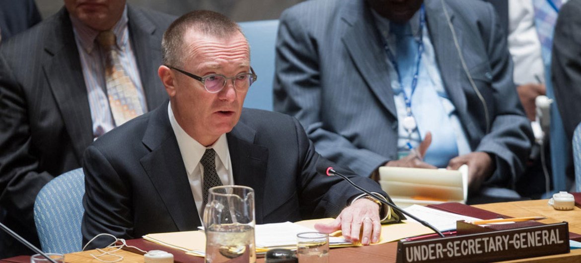جيفري فيلتمان، وكيل الأمين العام للشؤون السياسية أثناء تقديم التقرير الصادر عن الأمين العام بشأن تنظيم "داعش" لمجلس الأمن. صور الأمم المتحدة / مانويل إلياس