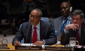 Chair of the Peacebuilding Commission Macharia Kamau addresses the Security Council debate on “Post-conflict peacebuilding: review of the peacebuilding architecture.”