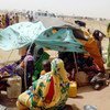 达尔富尔冲突导致的流离失所妇女和儿童。联合国人道协调厅图片。