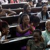 Students laugh during a class lecture at the University of Ghana in Accra. World Bank/Dominic Chavez