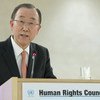 潘基文秘书长在人权理事会第３１届常会高级别研讨会上发表讲话。联合国图片/Jean-Marc Ferré